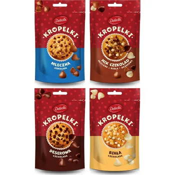 Čokoláda Delecta Droplets Mix mléčná, bílá, hořká Čokoláda , mix 4 ks