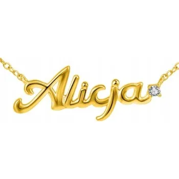 Náhrdelník ZLATÝ NÁHRDELNÍK ŘETÍZEK DÁMSKÝ JMÉNO ALICE STŘÍBRO 925