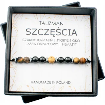 Náramek Náramek štěstí pro muže z přírodních kamenů - talisman černý turmalín