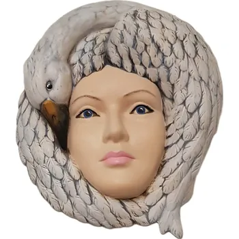 Zahradní dekorace Nástěnná keramická maska - Vládkyně věrnosti - Labutí paní