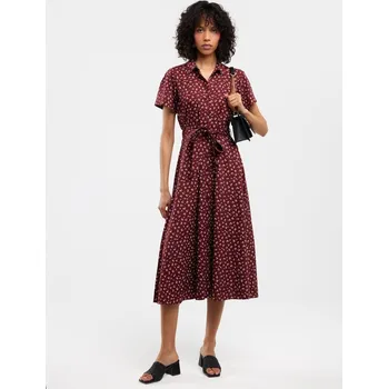 Dámské šaty BIG STAR Dámské ŠATY MIDI z viskózy s květinovým vzorem, bordó barva, model NAHAI 604 S
