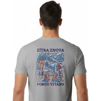 Pánské tričko Pánské tričko nanosilver pro lyžaře ZÍTRA ZNOVA - XXL - šedá se stříbrem