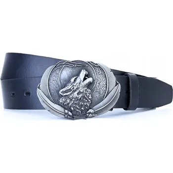 Opasek KOŽENÝ Pásek Pánský Dámský 4cm Jeans Černý Univerzální Ozdobná přezka