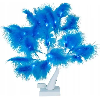 Lampička MODRÁ KREATIVNÍ LED STOLNÍ LAMPA S PEŘÍM