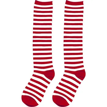 Karnevalový doplněk Ponožky pruhované Barva: červená, Velikost: L
