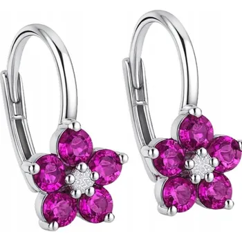 Náušnice Stříbrné náušnice 925 Mennica Bydgoska se zirkonem kytička anglické zapínání