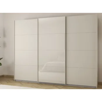 Šatní skříň Šatní skříň Kulmbach, šířka 271 cm/výška 229 cm, béžová/sklo