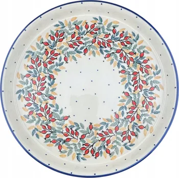 Kulatý tác 26 cm Šípková růže, dekor SM01, keramika Bolesławiec