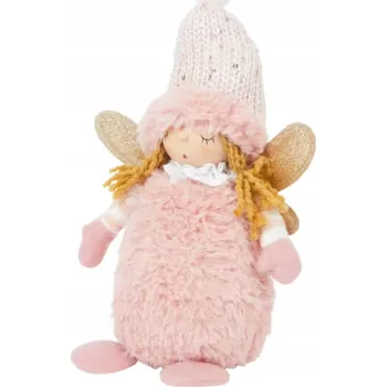 Obraz Bílý Anděl z látky 24 cm Figurka Vánoční Stojící Andílek