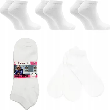 Dámské ponožky Sada 3 párů Kotníkové Ponožky Dámské Bílé Pohodlné Elastické Nad kotník 36-38