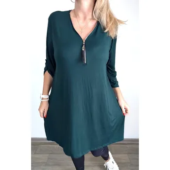 Dámské oblečení Made in Italy Dámské tuniko šaty se zipem XXL/XXXL, barva zelená
