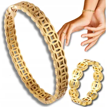 Náramek Zestaw biżuterii złoty ocel chirurgiczna, prstýnek a zlatý náramek