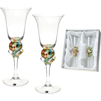 Sklenice Skleničky na víno 250 ml barevná kulička - ruční výroba - sada 2 ks