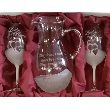 Svatební dekorace Svatební pískovaná souprava CHARLOTTE 2+1 - Děkuji Vám za dceru