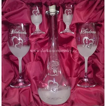 Souprava šperků Svatební souprava s vypískovanými zapuštěnými srdíčky + motiv č.23 (Svatební souprava s vypískovanými zapuštěnými srdíčky + motiv č.23)