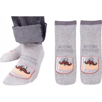 Dámské ponožky YOCLUB Bavlněné Ponožky s vtipným motivem, nízké Kotníkové Ponožky / Ponožky, šedé, velikost 39-42