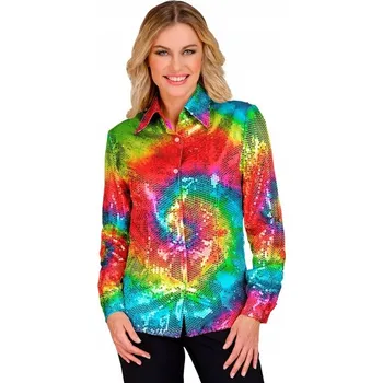 Dámská košile Dámská košile s flitry – duhový vířivý kruh, Hollywood styl, velikost S/M