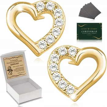 Náušnice Pozlacené NÁUŠNICE SRDÍČKA pro dívku, stříbro 925/zlato 585, ke NA KŘTINY