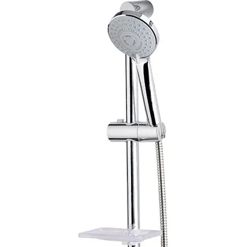 Sprchová hadice Souprava sprchová: sprcha masážní ruční 3 funkční, hadice 150 cm kovová dvouzámková, tyč 60 cm, chrom, TRINNITY