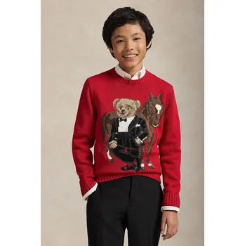 Dívčí svetr Dětský bavlněný svetr Polo Ralph Lauren červená barva, 323A10260001 33X, vel. 140-149