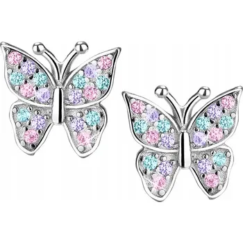 Náušnice STŘÍBRNÉ NÁUŠNICE MOTÝLCI ŠROUBOVACÍ PRO DÍVKU
