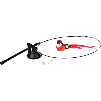 Hračka pro kočku animALL Cat Ptáček s červenými pírky s přísavkou