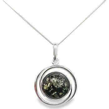 Přívěsek Přívěsek stříbrný se zeleným jantarem ZÁVĚS ze stříbra očko FILM