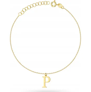 Náramek POSTŘÍBŘENÝ NÁRAMEK POZLÁCENÝ ZLATEM ryzost 925 PÍSMENO P