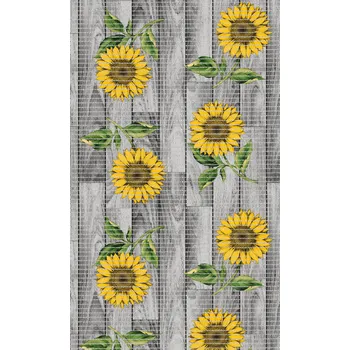 Koupelnová předložka Nese plastik Aquamat 4004 - pěnová předložka - dřevěná podlaha, slunečnice ks Barva: šedá, šíře: 65 cm x 100 cm