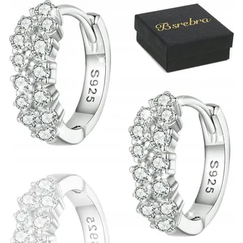 Náušnice Stříbrné Náušnice RYZOST 925 KOLA STŘÍBRO KOLEČKA Rhodiované Dvě řady Křišťálů