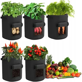 Obraz 5 x TAŠKA FILCOVÁ EKO PRO PĚSTOVÁNÍ BRAMBOR KVĚTINÁČ H30 D25 cm