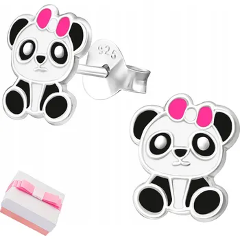 Náušnice Stříbrné náušnice Mennica Bydgoska puzetky Ag 925 motiv panda