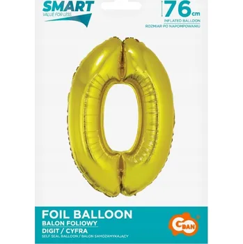Balónek BALÓNKY ČÍSLICE fóliové ZLATÁ ČÍSLICE 0 76 cm velká GODAN narozeninové BALÓNKY