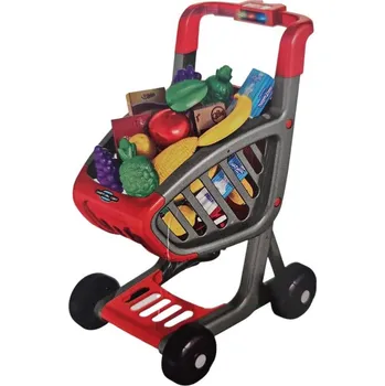 Hra na obchod Leventi Dětský nákupní vozík se světly a zvuky - červený