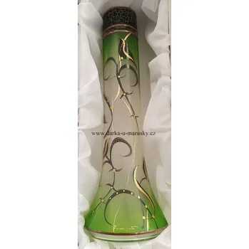 Váza Váza - Zelená B 081221 - Ručně foukaná váza, dekorováná barvami a kovem