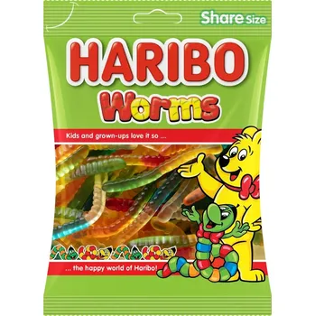 Bonbon Želé Bonbony Haribo Worms Ovocné Žížalky Červi Housenky Víceovocné 160g