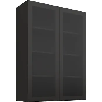 Kuchyňská skříňka Horní prosklená skříňka 80 GS-108 2F Barva korpusu: Černá, Barva dvířek: Černá