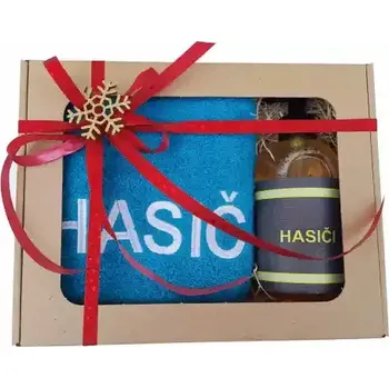 Mýdlo Ručník a mýdlo HASIČI v dárkové krabičce - limetková