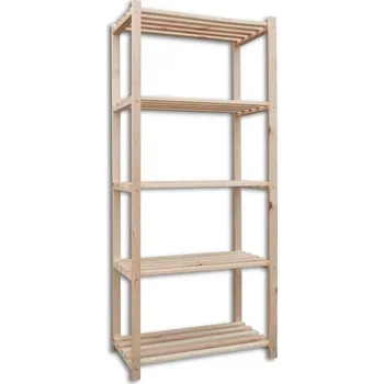 regál Biedrax Regál dřevěný laťkový 50 x 75 x 170 cm, 5 polic Barva: Přírodní