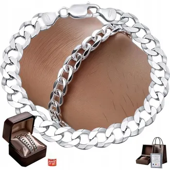 Náramek Stříbrný náramek Pancr plný diamantový brus 4,5 mm Jako Dárek Elegantní