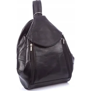 Městský batoh Batoh dámský kožený městský pravá kůže nastavitelný černý SERGEJ
