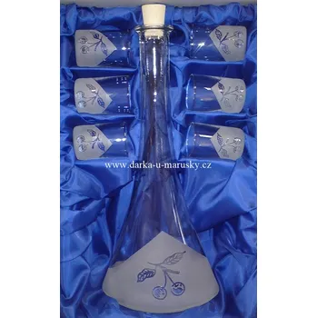 Pískovaná velká sada kónická 6 + 1 dekor - TŘEŠNĚ