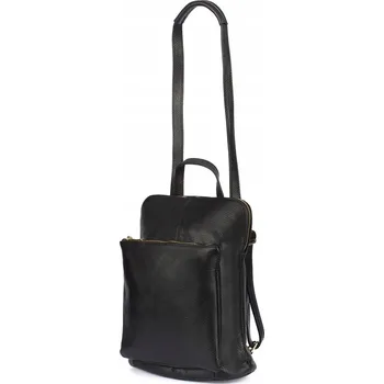 Kabelka Kožený Batoh Dámská Kabelka 2V1 Elegantní A4 Italský Černý Vera Pelle S40