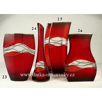 Váza Váza červená - tvar karafa č. 26 v kombinaci s čirým sklem / list 2
