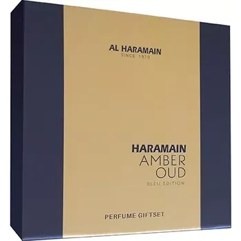 Kosmetická sada Al Haramain Amber Oud Bleu Edition dárková sada unisex parfémovaná voda 75 ml + parfémovaná voda 30 ml + deosprej 200 ml