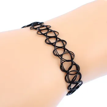 Náramek Náramek CHOKER tattoo černý tetovací plastový pružný B12