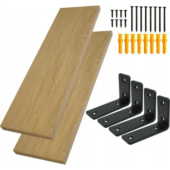 police 2x Nástěnná police dub 65 x 20 laminovaná deska nábytková + držák