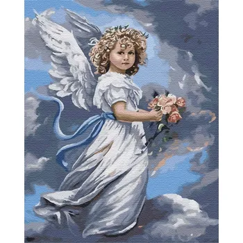 Obraz Obrázek k vymalování podle čísel Artnapi Anděl s kyticí 40x50 cm