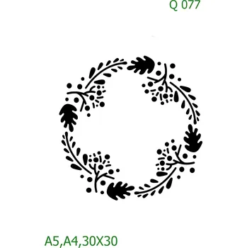 Plastová šablona pro malování - Srdce a věnečky - Věneček a šišky (Q077) - A5 , Nelepící folie