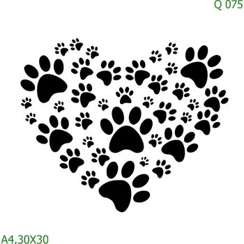 Plastová šablona pro malování - Srdce a věnečky - Srdce z pacek (Q075) - A4 , Lepící fólie